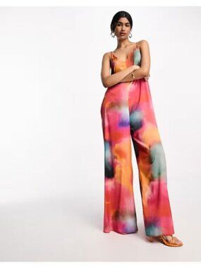 Daska Athena Multi Rainbow Wide-Leg Palazzo Jumpsuit Large